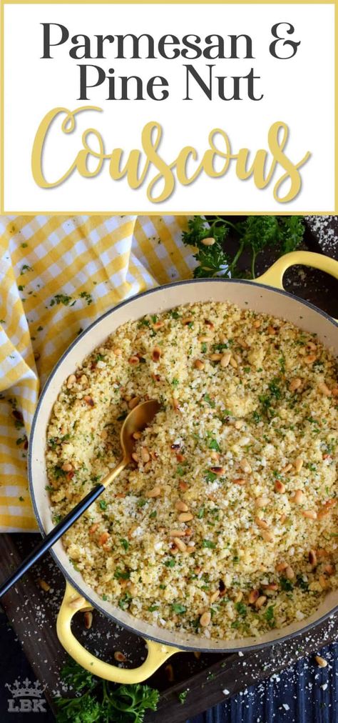 Cooking Couscous, Pearl Couscous Recipes, Green Pea Salad, Home Pantry, Pine Nut Recipes, Cheese Alternatives, Couscous Recipes, Pine Nut, Pea Salad