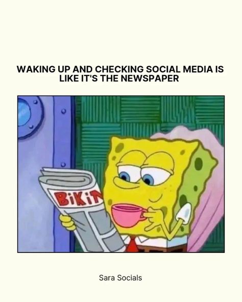 Who else feels the same?💭 Whenever I open social media in the morning, it's like a bunch of news here and there, and I find myself reading it.🗞 So when I saw this Spongebob picture, I knew I had to make this meme.🧽 Social media memes, social media management memes, memes of Instagram, marketing for small businesses, work memes, social media marketer life, work memes, marketing memes #workmemes😂 #marketingtipsforyou #contentmarketingtips #marketinghumor #memeofinstagram #memetagram #digit... Memes Social Media Marketing, Manager Meme, Digital Marketing Humor, Social Media Comments, Social Media Meme, Business Meme, Marketing Meme, Funny Marketing, Marketing Humor