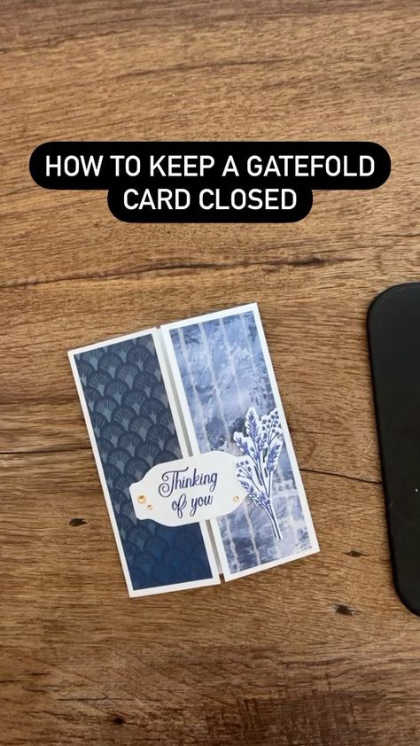 A latch will keep those gatefold cards closed. We made a bunch f these on our Create With Us Show on our YouTube channel. Catch the replay there there and join our Weekly Card Challenge. #stampingonthebackporch #createwithuskarenandtimshow #easygatefoldcards | Stamping on the Back Porch | Yevhen Lokhmatov · Happy Cute & Playful Gatefold Cards Tutorials, Stamping Techniques Card Tutorials, Quilt Cards, 2023 Ideas, Gatefold Cards, Fun Folds, Card Folds, Fold Cards, Fancy Fold Cards