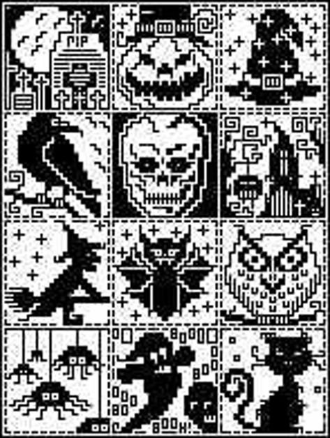 Crochet Pour Halloween, Motifs Granny Square, Afghan Squares, Crochet Tablecloth Pattern, Graph Crochet, Mosaic Crochet, Beginner Knitting Patterns, Halloween Crochet Patterns, Halloween Blanket