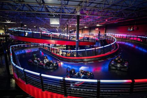 Massive indoor go-kart facility reopens in N.J. after 6 months of renovations - nj.com Go Karting Aesthetic, Abc Dates, Indoor Go Kart Racing, Indoor Karting, Go Kart Track, Go Kart Party, Karting Track, Apartment Amenities, Go Karting