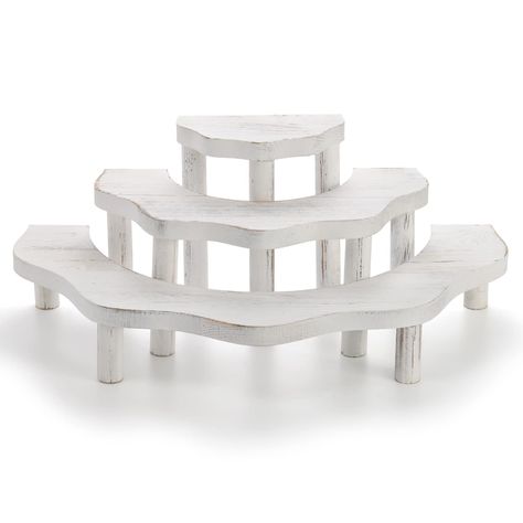 PRICES MAY VARY. Separate 3 risers with different height to display all your collections, goods at home or in retail store, the appearance of it will be very eye appealing for your guests or customers. Wood cupcake stand is used to display dessert, cupcake, nail polish, cosmetics and more. Display all your assortment of products neatly! A shabby chic whitewashed wood cupcake display shelves. Arrange them together in a full circle, or individually in semi-circles. Use this wooden cupcake stand to Homemade Cupcake Stands, Wedding Cupcake Table, Wooden Cupcake Stands, Rustic Cupcake Stands, Wood Cupcake Stand, Wedding Cupcake Display, Rustic Cupcakes, Tiered Display, Cupcake Table