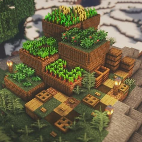 Minecraft Farm Ideas Crops, Minecraft Farm Ideas, Minecraft Garden, Cottagecore Minecraft, Minecraft Decoration, Rumah Minecraft Sederhana, Minecraft Mansion, Bangunan Minecraft, Minecraft Farm