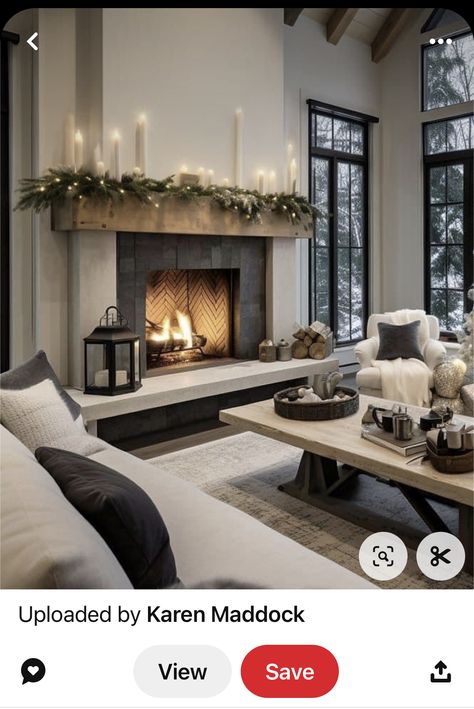 Off White Fireplace, Sheet Rock Fireplace, High Mantle Fireplace, Fireplace Middle Of Room Layout, Electric Fireplace Bedroom Ideas Master Suite, Stone Fireplace Modern, Grand Fireplace Ideas Living Rooms, Scandi Fireplace, Living Room With Sectional And Fireplace