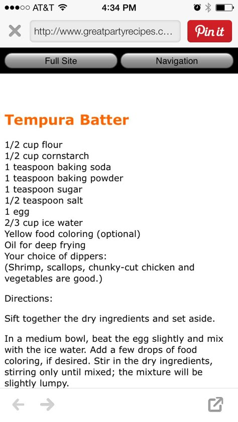 Tempura batter More What To Fry In A Deep Fryer, Tempura Batter For Fish, Tempora Batter Recipe, Diy Tempura Batter, How To Make Tempura Batter, Fondue Batter Recipes, Japanese Tempura Batter, Deep Fried Fish Batter Recipes, Batter Recipe Deep Fry