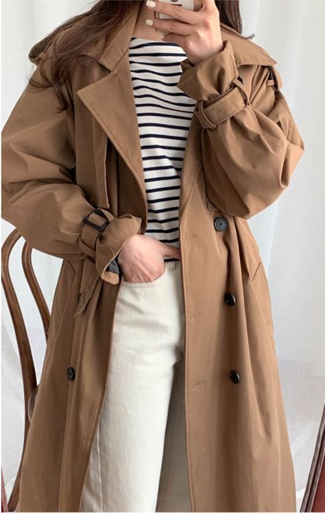 Autumn And Winter Double Breasted Women's Trench Coat on Luulla Winter Outfits Korean, Modest Winter Outfits, Playsuits Outfit, Stylish Winter Coats, Trench Coat Outfit, Trench Coat Style, Winter Outfits Cold, Stylish Coat, Leather Jacket Outfits