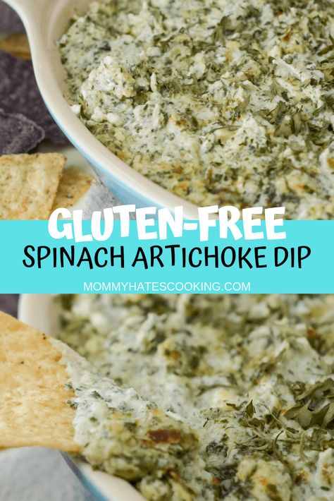 Homemade Spinach Artichoke Dip, Appetizers Gluten Free, Gluten Free Dips, Warm Appetizers, Baked Spinach, Best Appetizer, Gluten Free Appetizers, Cookies Gluten Free, Spinach Artichoke Dip