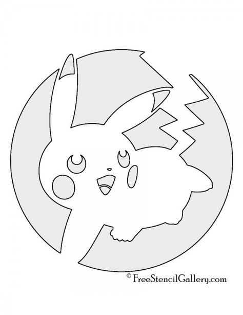 Pokemon - Pikachu Stencil 04 Pikachu Stencil, Pikachu Pumpkin Stencil, Pikachu Pumpkin Carving, Pokemon Pumpkin Carving, Pokemon Pumpkin Stencils, Pokemon Stencils, Pikachu Pumpkin, Pokemon Pumpkin, Pumpkin Carving Stencils Templates