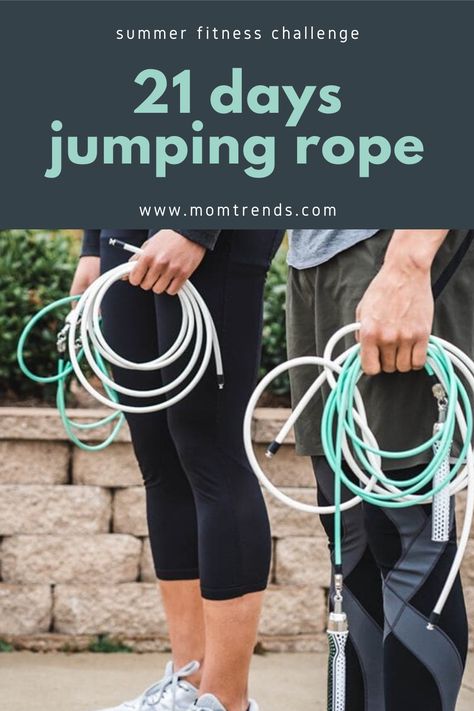 A free 21 day fitness challenge - jump rope workouts for summer. #fitness #workout Jumping Rope Challenge, Kids Fitness Challenge, Staff Games, 21 Day Fitness Challenge, Jump Rope Challenge, Rope Exercise, Jump Workout, Home Workout Men, Rope Workout