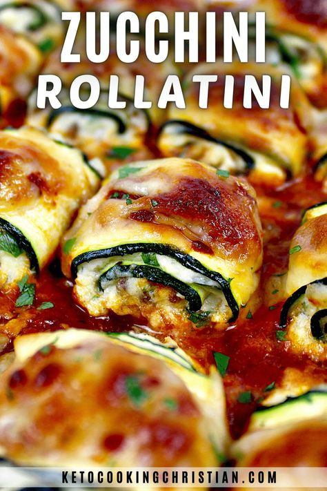 Zucchini Rollatini - Keto Cooking Christian Best Zucchini Dinner Recipes, Keto Zucchini Lasagna Roll Ups, Easy Healthy Meals Zucchini, Zucchini And Red Pepper Recipes, Fun Italian Recipes, Zucchini Lasagna Rollups, Different Zucchini Recipes, Keto Zucchini Roll Ups, Keto Stuffed Zucchini Rolls