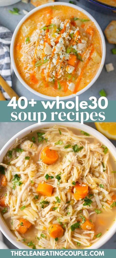 Gluten Free Chicken Soup, Whole30 Soup, Whole 30 Soup, Dairy Free Soup Recipe, Paleo Soup Recipe, Whole30 Soup Recipes, The Clean Eating Couple, Clean Eating Couple, Gluten Free Soup Recipes Glutenfree