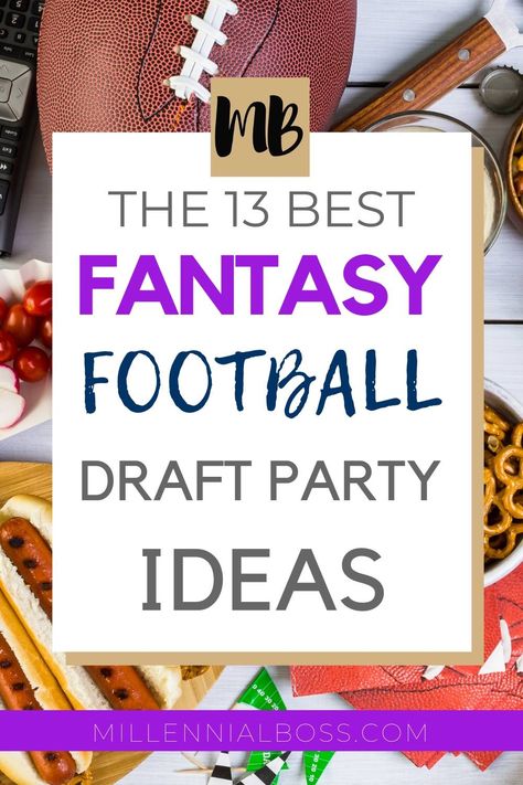 Throw an amazing fantasy football draft party with these 13 ideas #fantasyfootball Football Draft Party Ideas, Fantasy Football Draft Party Games, Fantasy Football Party Ideas, Fantasy Football Party Food, Fantasy Football Food Ideas, Fantasy Football Draft Party Food Ideas Easy, Fantasy Draft Party Ideas, Nfl Draft Party Ideas, Football Draft Party Food