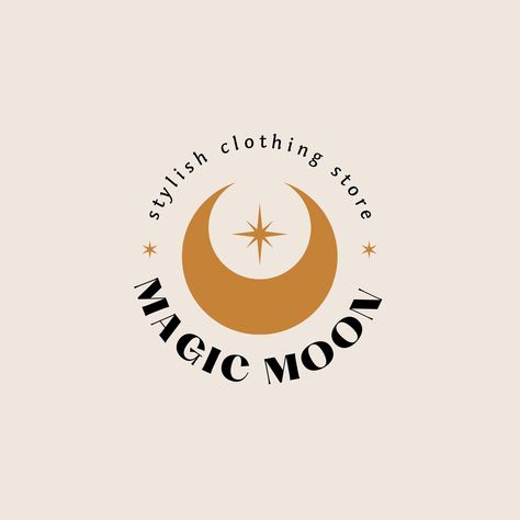 Moon Logo Aesthetic, Mystic Branding, Online Shop Logo Ideas, Mystic Logo Design, Logo Lune, Moon Moodboard, Mystical Logo, Mystic Logo, Magic Moon