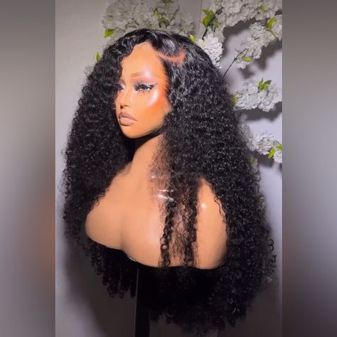 One Of Our Best Selling . Not Your Regular Luxury V-Luxe Curly Unit For Queens Only Luxurious Available As Seen Length :26 Inches Custom Raw Curly Frontal Wig Wig Cap Comes With Band For Better And Custom Fitting 100% Virgin Hair Wig 28 Inch Deep Wave Wig Styles, Curly Hair Lace Front Wig Styles, Curly Hairstyles Wig, Curly Side Part Wig, Big Curly Wig, Curly Frontal Wig, Burlesque Hair, Curly Hair Sew In, Wig Inspiration