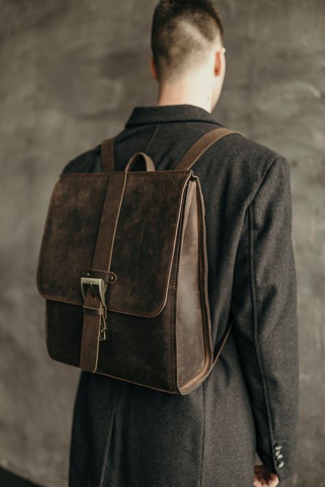 Leather Backpack Men, Hipster Backpack, Leather Patterns, Leather Backpack For Men, Minimalist Backpack, Brown Leather Backpack, Unisex Backpack, Leather Backpacks, Leather Rucksack