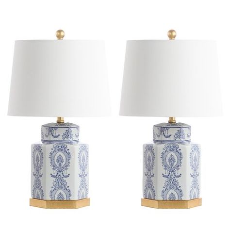 S/2 Bella Ceramic Table Lamps, Blue/White College House, Blue Lamp, College Room, Lamp Set, Table Lamp Sets, White Table Lamp, Led Table Lamp, White Table, Lamp Sets