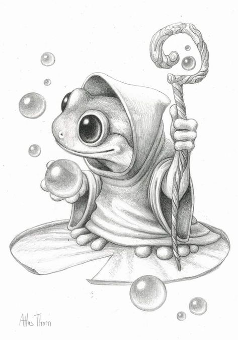 Intermediate Drawing Ideas, Frog Sketch, Books Drawing, Frog Illustration, Fantasy Drawings, Art Watercolour, Frog Art, Tattoo Art Drawings, Arte Sketchbook