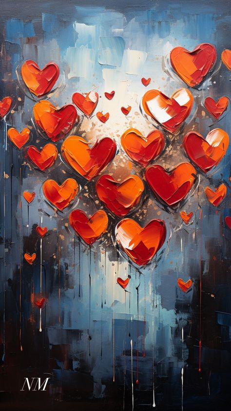 Abstract Heart Painting, Art Amour, Mug Print, Heart Art Print, Heart Painting, Artistic Images, Gift Art, Art Colorful, Heart Art