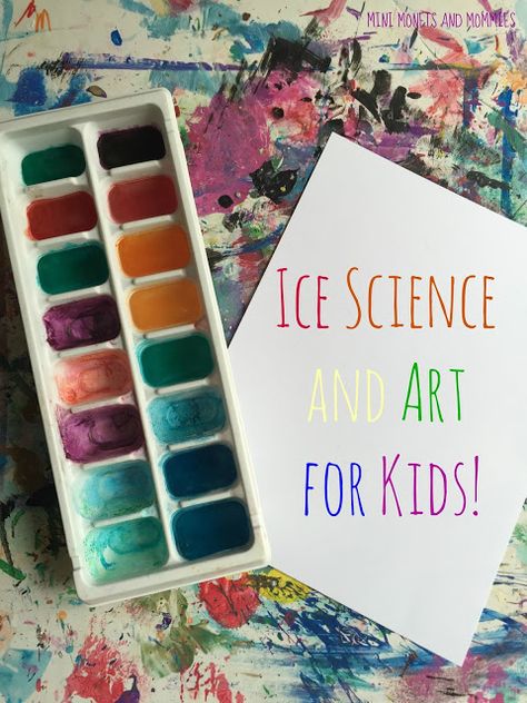 Ice science and art for kids! A solids to liquid experiment combined with a fun water color craft. Crafts For Kids With Paper, Science Crafts For Kids, Color Activity, Kids Tea Party, Science Crafts, Chemistry Experiments, Cool Science Experiments, Kindergarten Science, Activity For Kids