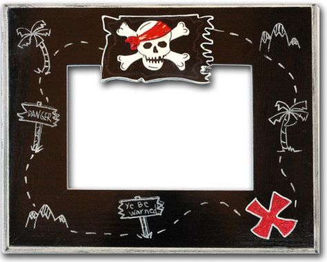 Pirate Frame | Arggg, Mateys! My boys love pirates... | Rusti Lee Arts | Flickr Cruise Theme Parties, Picture Frames For Parties, Papan Menu, Pirate Pictures, Mermaid Pirate Party, Pirate Photo, Pirate Treasure Maps, Pirate Theme Party, Pirate Day