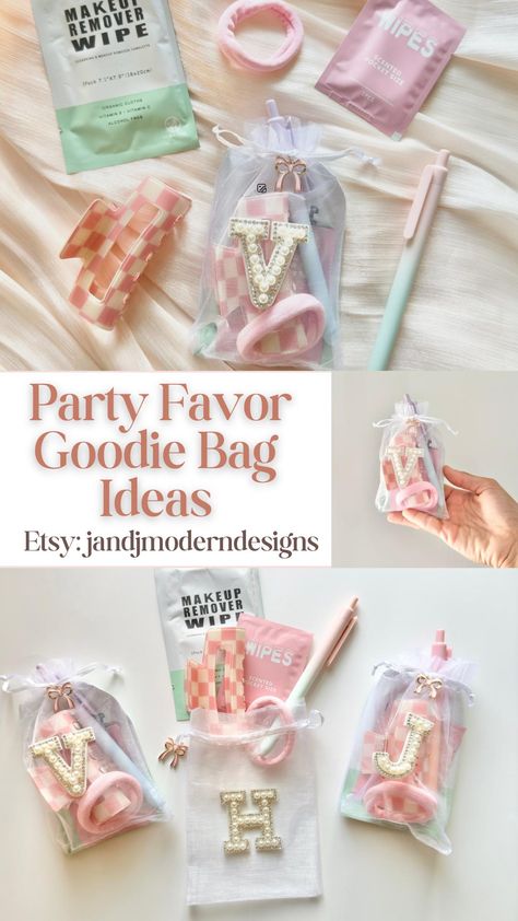 Goodie Bag Party Favor for Pajama Party Girl Birthday Treat Bag for 9 Year Old Favor for Bachelorette Party Bags for Pamper Party Gift Sets - Etsy Ladies Party Favor Ideas, Fashion Party Favors, Sleepover Party Theme Ideas, Girls Night Goodie Bags, Pool Party Gift Bags For Kids, Gift Bags For Birthday Guests, Sleepover Gift Bags, Adult Gift Bag Ideas Party Favors, Preppy Party Favors