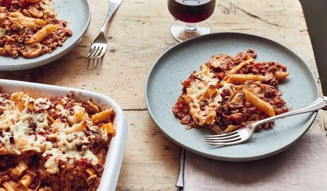 Mary Berry Bolognese Pasta Bake Recipe | BBC2 Simple Comforts Peppermint Bundt Cake, Bolognese Bake, Bolognese Pasta Bake, Bolognese Pasta, Main Recipes, Pasta Bake Recipe, Mary Berry Recipe, Bundt Cake Recipe, Pasta Bolognese