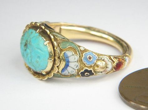 Early 18th century Iranian 18k gold, enamel, turquoise. Iranian Gold Jewelry, Iranian Jewelry, Arabesque Jewelry, Solid Opal Ring, Expensive Jewelry Luxury, Historical Jewellery, Vintage Fine Jewelry, Symbolic Jewelry, Turkish Jewelry