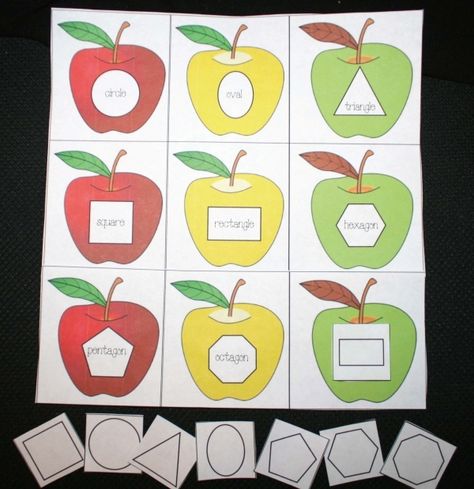 FREE Apple Shape Matching Game.  Includes a blank set of apples to program with whatever. Preschool Apple Theme, Shape Matching Game, Apple Lessons, September Themes, Apple Preschool, Apple Unit, Preschool Units, Apple Activities, Apple Craft