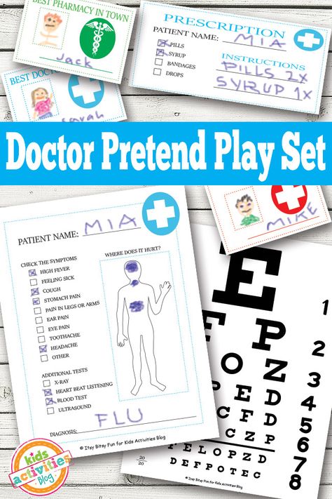 Doctor Pretend Play Free Kids Printables Pretend Play Printables, Play Printables, Dramatic Play Preschool, Kids Printables, Dramatic Play Centers, Printables Free Kids, Printable Activities For Kids, Doctor Office, Dramatic Play