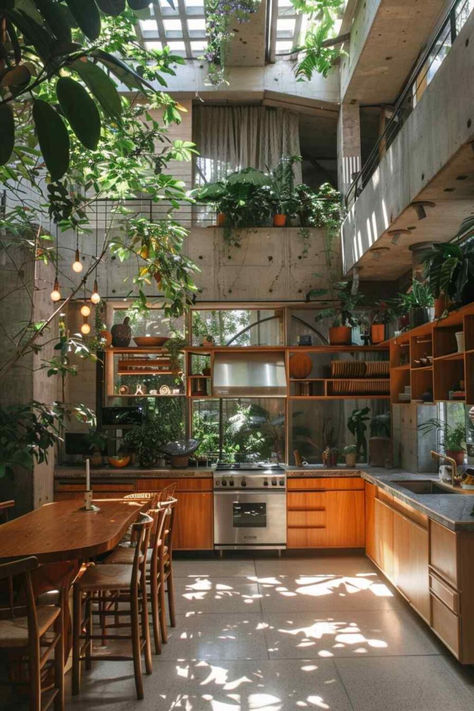 kitchen tropi brutalist Brutalist Interior, Diy Luxury, Lots Of Plants, Decor Quotes, Kitchen Concepts, Inspire Me Home Decor, Modern Elements, Decor Wallpaper, Ideas Vintage