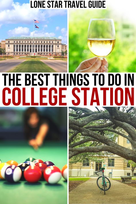 Whether you're heading to Aggieland for several years or just passing through town, here are the best things to do in Bryan-College Station!  best things to do in college station texas | things to do near a Texas Places To Visit, Things To Do In College, College Tours, La Travel Guide, Texas Things, Visit Texas, College Station Texas, Texas Places, Texas Vacations