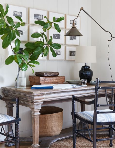 Marin County No. 2 – Mark D. Sikes Gallery Wall Above Desk, Studio Mcgee Office, Mark Sikes, Desk Corner, Office Rugs, Office Works, Desk Wall, Oval Office, Work Spaces