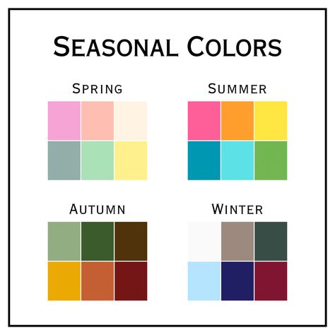 Colors Of Seasons, Spring Summer Autumn Winter Color Palettes, Fashion Collection Color Palette, All Season Color Palette, Summer Fall Color Palette, Seasonal Colors Palette, Winter Spring Summer Fall Color Palette, Season Color Pallete, Color Pallets Fashion