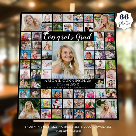 Congrats Grad 66 Photo Collage Custom Color Foam Board #Invitation #card #template #design #pinterestquotes #pinterestideas #pinterestmom #pinterestwedding #aesthetic #love #art #pinterestsuccess Grad Poster Board Ideas, Photo Poster Board, Graduation Poster Boards, Graduation Party Picture Display, Graduation Display, Graduation Party Pictures, Graduation Boards, Graduation Memories, Graduation Party Gifts