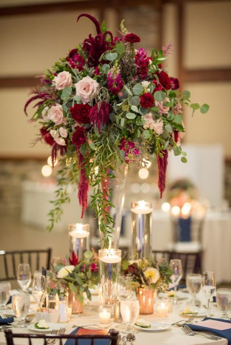 Tall Centerpiece Wedding, Kirby Wedding, Tall Flower Centerpieces, Floral Wedding Centerpieces, Wedding Centerpieces Rustic, Burgundy Wedding Centerpieces, Seasonal Color Palette, Centerpieces Rustic, Blush Weddings