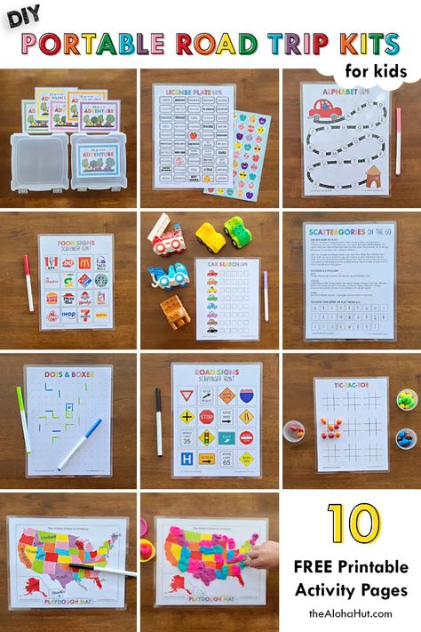 Road Trip Preschoolers, Car Games Printable, Car Trip Printables Free, Car Activities For Kindergarteners, Kids Car Games Road Trips, Printable Car Activities, Dollar Tree Car Activities, Kids Roadtrip Activites, Travel Ideas For Kids Car