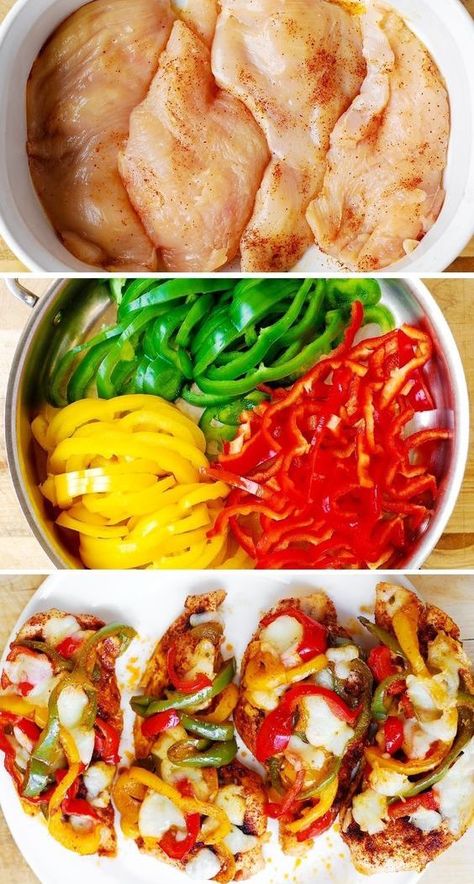 Fajita Chicken Bake, Pepper Recipes Healthy, Sweet Pepper Recipes, Fajita Chicken, Bell Pepper Recipes, Chicken Bake, Chicken Fajita, Chicken Stuffed Peppers, Snacks Saludables