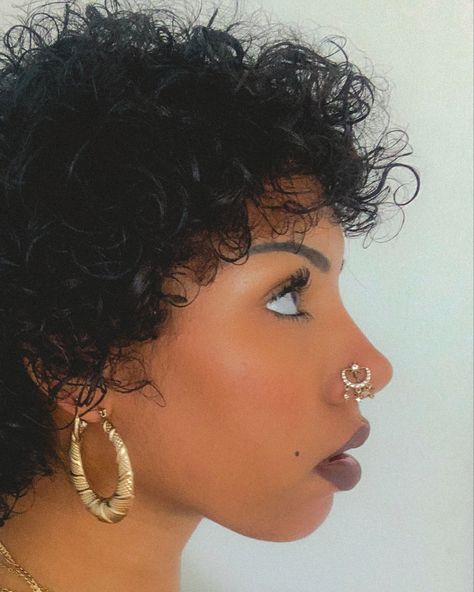 Nose, ring, dangling, nose, ring, gold nose ring, gold, accessories, gold earrings, curly hair, short curly hair, black women, lextheplantmom Nose Ring Black Women, Dangling Nose Ring, Short Curly Hair Black Women, Nose Ring Black, Curly Hair Black Women, Hair Short Curly, Nose Ring Gold, Hair Black Women, Gold Nose Ring