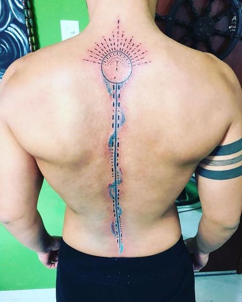 318 Of The Best Spine Tattoo Ideas Ever Spin Tattoos Men, Best Back Tattoos Men Design, Guys Spine Tattoo, Tattoo On The Spine For Man, Viking Spine Tattoo Men, Mens Spine Tattoo Ideas, Guy Spine Tattoo, Mens Spine Tattoo, Spinal Cord Tattoo Men