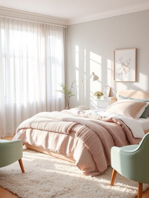 home deco ideas Neutral Bedroom With Pop Of Color, Neutral Bedrooms With Pop Of Color, Bedroom Color Scheme Ideas, Bright Bedrooms, Brighter Bedroom, Bedroom Color Combination, Color Scheme Ideas, Woman Bedroom, Neutral Bedroom