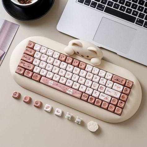 【65% Layout, Adorable Cat-Inspired Design】YUNZII C68 wireless mechanical keyboard is a unique cute keyboard with YUNZII innovative kawaii cat design crafted from high-quality silicone material.The cat head of the keyboard is detachable.You can replace other head in future.The 65% layout 68 keys mechanical keyboard is compact and functional.This cute keyboard is suitable for home,office,workspace,outdoor,and casual games. Zepeto Background Aesthetic Stage, Fancy Keyboard, Brown Video, Cute Keyboard, Unique Keyboards, Games Room Inspiration, Ergonomic Keyboard, Hello Kitty Videos, Cute Stationary School Supplies