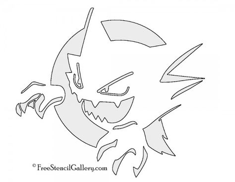 Pokemon - Haunter Stencil | Free Stencil Gallery Gengar Pumpkin, Pokemon Pumpkin Carving, Pokemon Pumpkin Stencils, Jackolantern Patterns, Pokemon Stencils, Printable Pumpkin Carving Stencils, Haunter Pokemon, Pokemon Pumpkin, Pumpkin Carving Stencils Templates