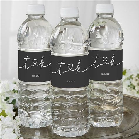 Water Bottles Labels, Personalized Water Bottle Labels Wedding, Wedding Water Bottle Labels, Water Bottle Label Design, Customised Water Bottles, Wedding Bottle Labels, Custom Water Bottle Labels, Dark Wedding Theme, Wedding Water