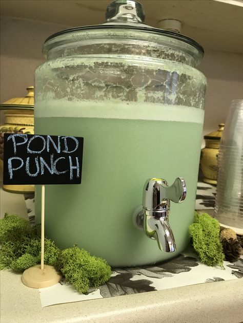 Lime Punch "Pond Punch" for Woodland themed baby shower Woodland Baby Shower Theme Decorations, Woodland Baby Shower Theme Boy, Woodland Baby Shower Food, Baby Shower Punch, Lumberjack Birthday Party, Woodland Theme Baby, Woodland Creatures Baby Shower, Lumberjack Baby Shower, Woodland Baby Shower Decorations