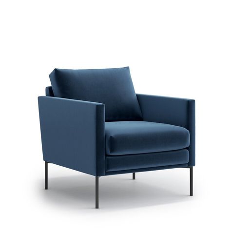 Hykkon Armchair | Wayfair.co.uk Sleek Armchair, Big Cushions, Fold Out Beds, Blue Accent Chairs, 3 Seater Sofa Bed, Blue Armchair, Leather Footstool, Beautiful Chair, Cozy Place