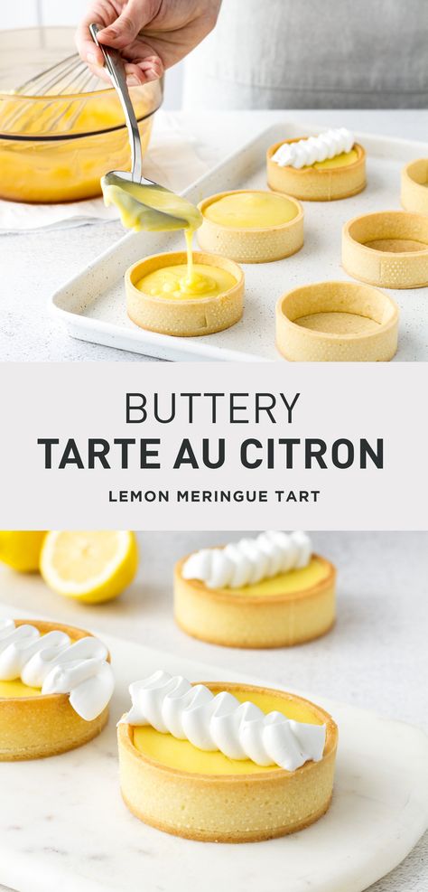 The Best Tarte Au Citron (Lemon Meringue Tart) – Cooking Gift Set Co. French Tart Au Citron, Frog Pastries, Citrus Tart Recipe, Lemon Meringue Pie Mini, Small Lemon Tarts, Meyer Lemon Tart, Tart With Meringue, Lemon Meringue Tarts Mini, Chef Dinner Ideas