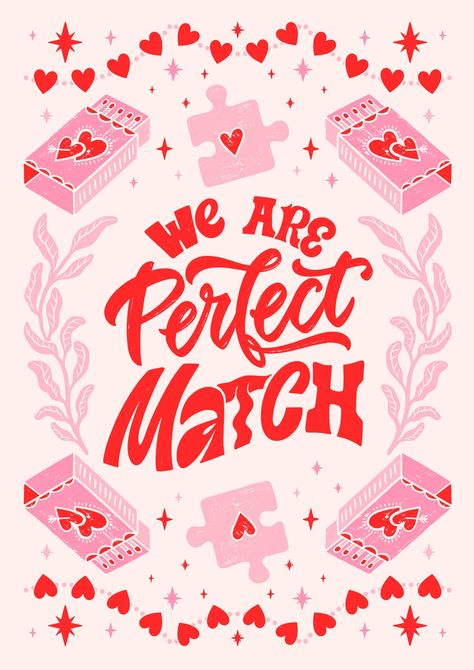 We are Perfect match Hand drawn Valentine's Day Poster - Templates by Canva Valentines Day Infographic, Valentine Day Design Graphic, Valentines Day Designs Graphic, Valentines Day Procreate, Valentine's Graphic Design, Valentines Day Instagram Post Ideas, Happy Valentines Day Illustration, Valentines Day Event Poster, Valentine Graphic Design Poster