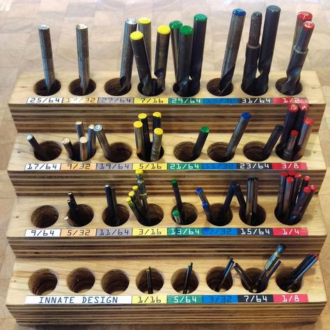 Drill Bit Storage, Tool Wall Storage, Bit Storage, Garage Workshop Organization, Drill Bit Holder, Dollar Store Diy Organization, Garage Tool Storage, Essential Woodworking Tools, Tool Room