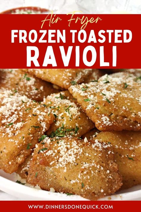 Frozen Fried Ravioli Air Fryer, Toasted Ravioli From Frozen, Air Fryer Toasted Ravioli Frozen, Air Fry Frozen Ravioli, Air Fryer Frozen Ravioli Recipes, Air Fried Ravioli Frozen, Air Fryer Ravioli Frozen, Fried Ravioli Recipe Frozen, Fried Ravioli Air Fryer