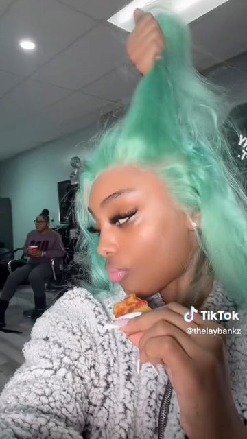 SheSoPrada® - Official on Instagram: "@laybankz In Our Mint Green Body Wave Lace Frontal Wig In 26 Inches & 180% Density 💚 Use Code “Lay” For $$ Off!" Mint Wigs For Black Women, Mint Green Wig Black Women, Mint Green Hair Black Women, Mint Green Wig, 21st Birthday Hairstyles, Mint Green Hair, Birthday Hairstyles, Green Wig, Light Mint Green